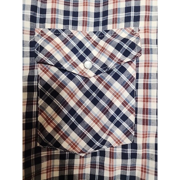 Roper Short Sleeve Pearl Snap Western Shirt Men's XXL Red Plaid - Picture 2 of 4